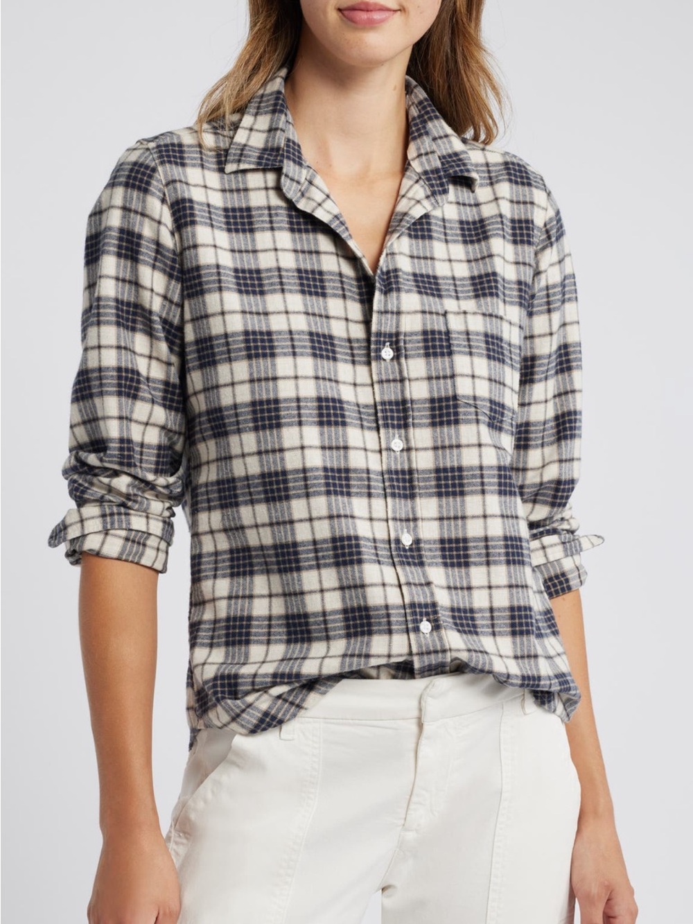 Frank & Eileen Barry Plaid Tailored Flannel Button-Up Shirt